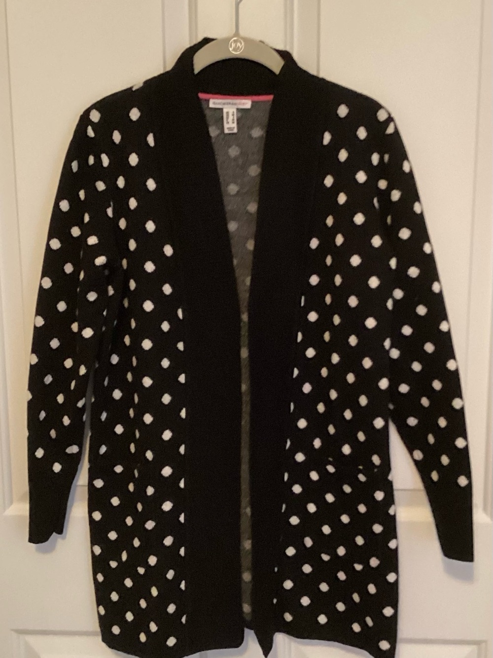 Isaac Mizrahi Black Cardigan with White Polka Dots
